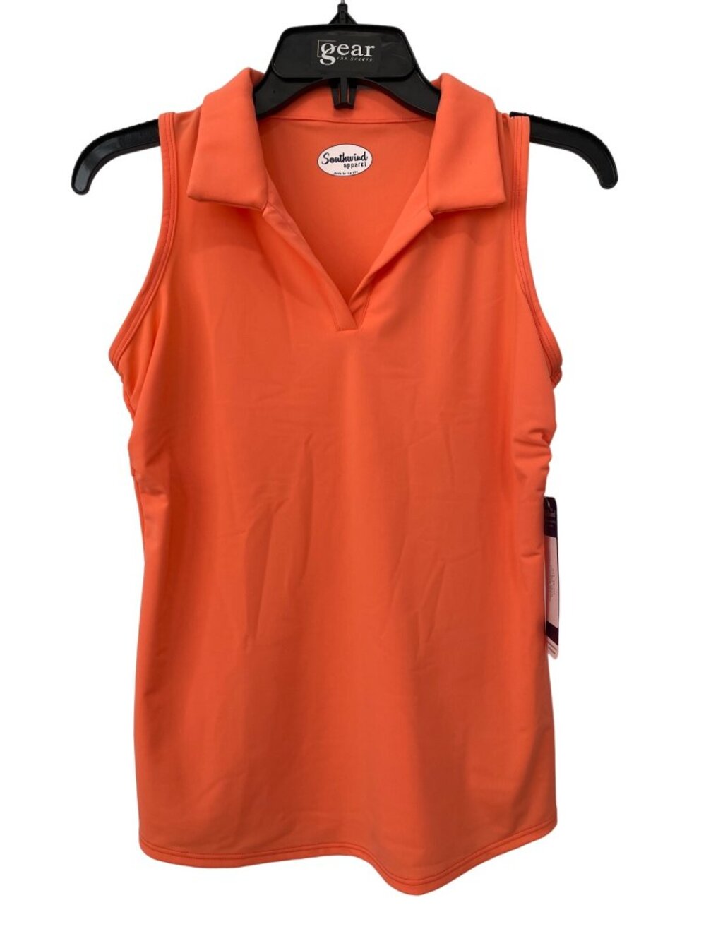 Southwind Pebble Beach Top Salmon Womens Small Sleeveless Collared Orange Golf